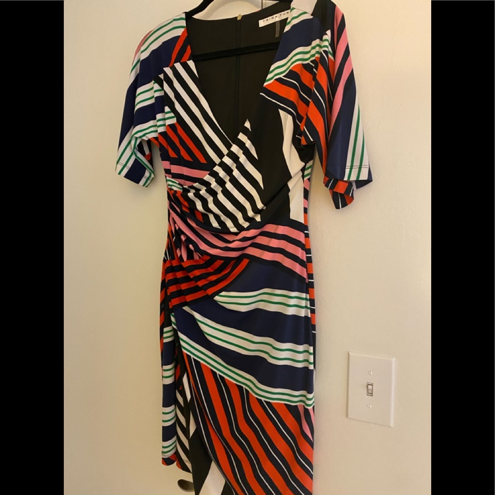 Short sleeve, silky knit, back zip dress, rouched